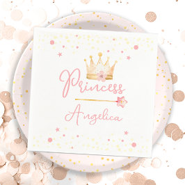 Princess Crown Pink Little Girl Birthday Serviette