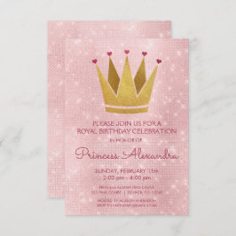 Princess Crown Pink - Rose Gold Geburtstag Einladung