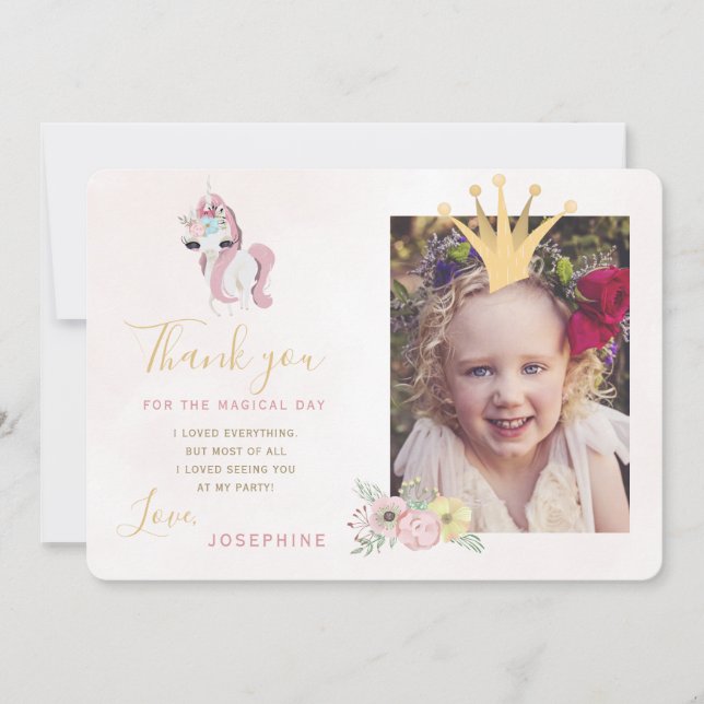 Princess Crown Pink und Golden Girl Foto Vielen Da Einladung (Vorderseite)