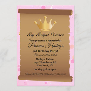 Princess Crown Pink zum Geburtstag Einladung