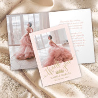 Princess Crown Quinceñera Chic Blush Pink & Gold