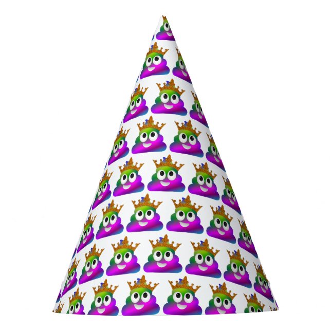 Princess Crown Rainbow Emoji Kackte Partyhütchen (Vorderseite)