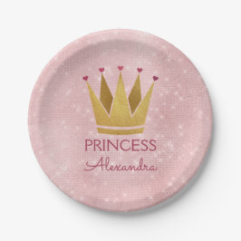 Princess Crown Rose Gold Blush Pink Sparkone Pappteller