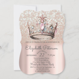 Princess Crown Rose Gold Bokeh 18. Geburtstag Einladung