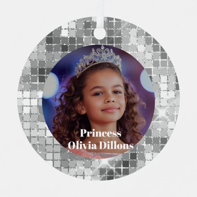 Princess Custom Photo Metal Christmas Ornament (Vorderseite)