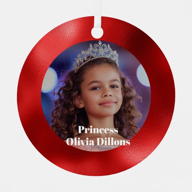 Princess Custom Photo Metal Christmas Ornament (Vorderseite)
