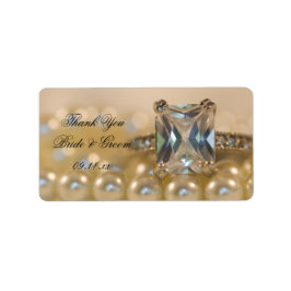 Princess Diamond Ring and Pearls Wedls Vielen Dank Adressaufkleber