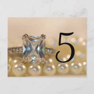 Princess Diamond Ring Pearls Hochzeit Tischnummern