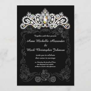 Princess Diamond Tiara Wedding Einladung 5 x 7