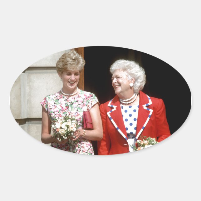 Princess Diana-Barbara Bush Ovaler Aufkleber (Vorderseite)