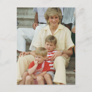 Princess Diana mit William & Harry 1987 Postkarte