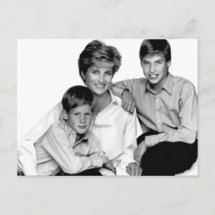 Princess Diana und Söhne Postkarte