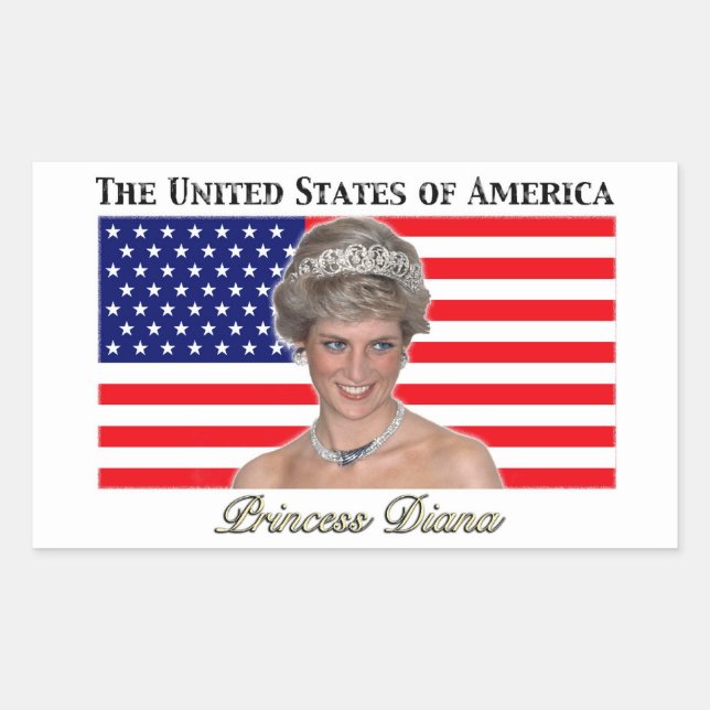 Princess Diana USA Flag Rechteckiger Aufkleber (Vorderseite)