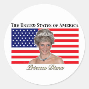 Princess Diana USA Flag Runder Aufkleber