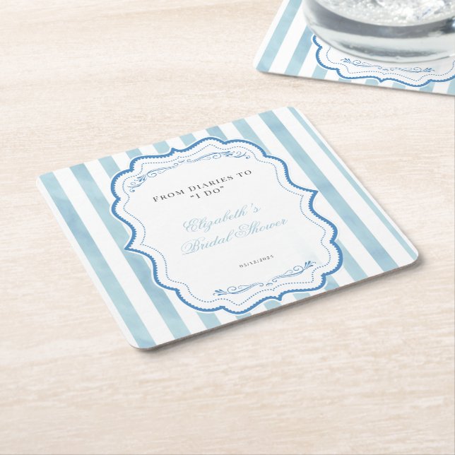 Princess Diaries Blue Brautparty Einladung Rechteckiger Pappuntersetzer (angewinkelt)