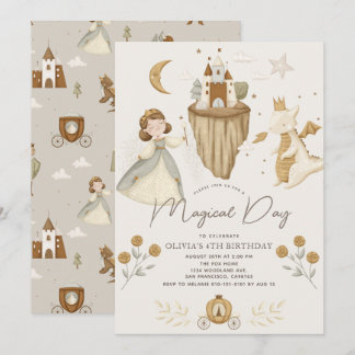 Princess & Dragon Boho Fairytale Girl Einladung