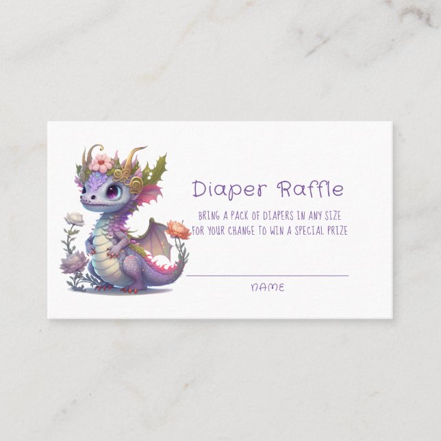 Princess Dragon Floral Girl Babydusche Visitenkarte (Vorderseite)