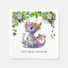 Princess Dragon mit Florals Girl Baby Dusche Serviette