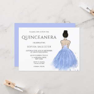Princess Dress Blue Wonderland Quinceanera Party Einladung