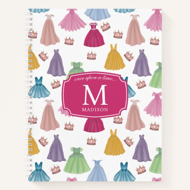 Princess Dress Fairytale Little Girl Monogram Notizbuch (Vorderseite)