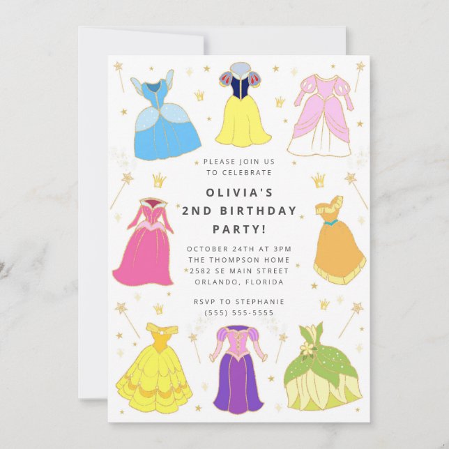 Princess Dress Girl Birthday Collage Invitation Einladung (Vorderseite)