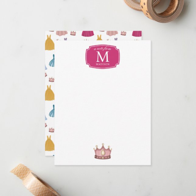 Princess Dress Mairytale Little Girl Kinder Mitteilungskarte (Vorderseite/Rückseite Beispiel)