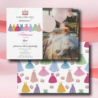 Princess Dress Up Foto Geburtstag Einladung