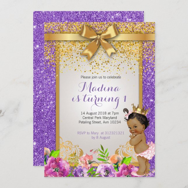 Princess Einladung zum 1. (Vorne/Hinten)