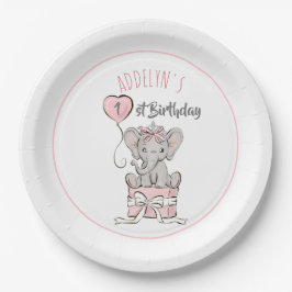 Princess Elephant Balloon Child's Birthday Pappteller