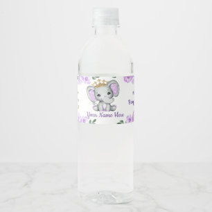 Princess Elephant Gold Crown Water Label Wasserflaschenetikett