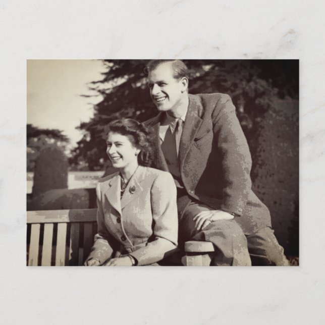 Princess Elizabeth II Prince Philip Postkarte (Vorderseite)