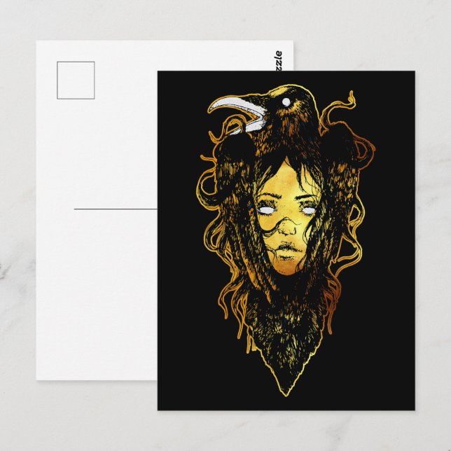 Princess Embraced by a Crow Postkarte (Vorne/Hinten)