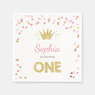 Princess Erster Geburtstag Papier Napkin Gold Pink Serviette