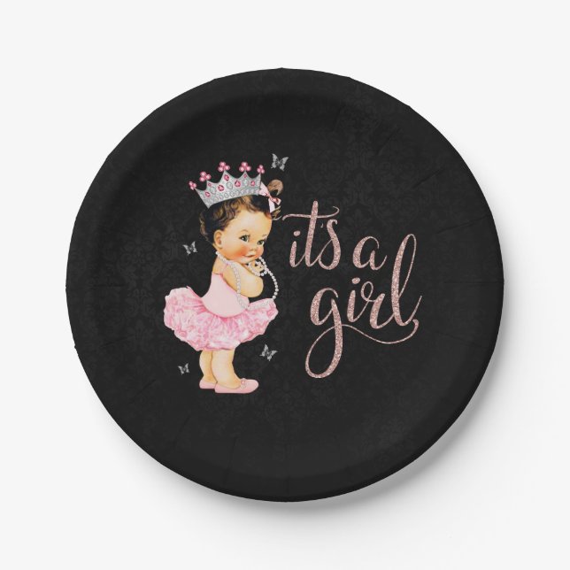 Princess Es ist ein Girl Baby Duwer Teller (Vorderseite)