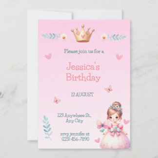 Princess Fairytale Birthday Party Invitation Einladung