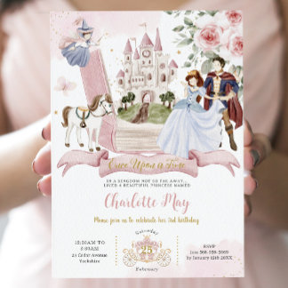 Princess Fairytale Book Once upon the Time Birthda Einladung