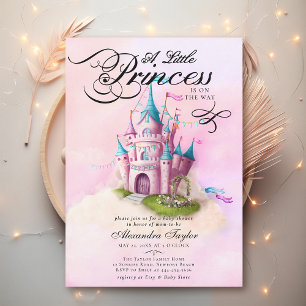 Princess Fairytale Castle Pink Baby Dusche Einladung