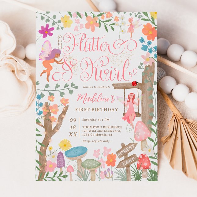 Princess Feenpilze Blume schick 1. Geburtstag Einladung (Von Creator hochgeladen)