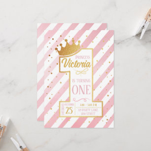 Princess First Birthday Einladung