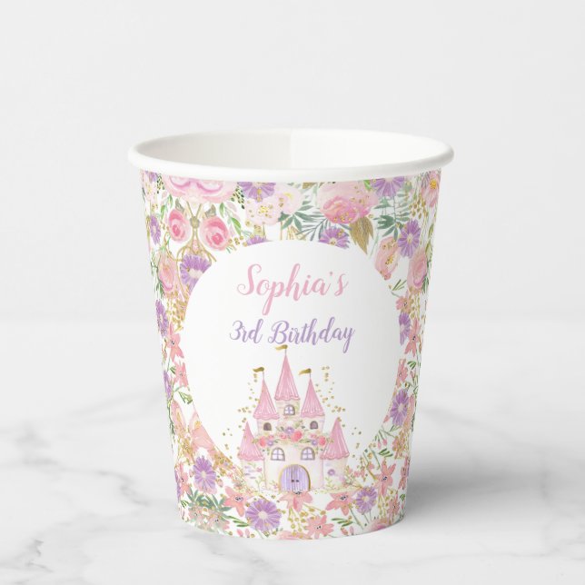 Princess Floral Castle Pappbecher (Links)