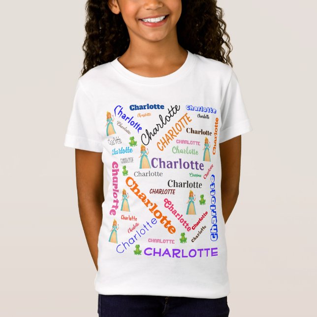 Princess Frog Fairy Tale Word Cloud Name Collage T-Shirt (Vorderseite)