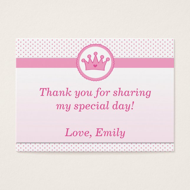 Princess Gift Favor Label Danke Markierung Pink (Vorderseite)