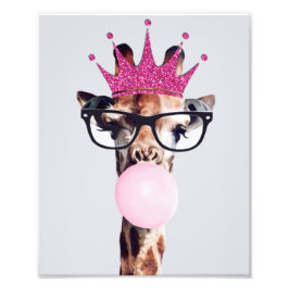Princess Giraffe bläst Pink Bubble gum Fotodruck