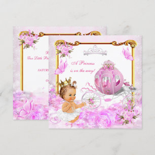 Princess Girl Baby Dusche Pink Gold Carriage Tiara Einladung
