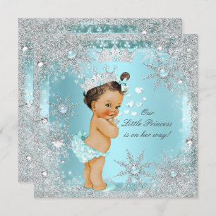 Princess Girl Baby Shower Aquamarin Blue Heart Brü Einladung