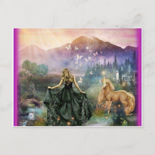 Princess Girl in Gown mit Horse Fantasy Scene Postkarte