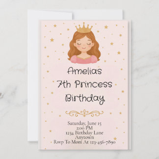 Princess Girly Birthday Invitation Einladung