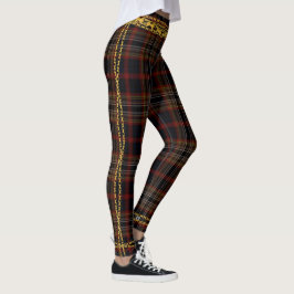 Princess Gold Chain Black Red Kariert Tartan Leggings