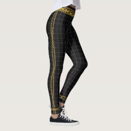 Princess Gold Chain Schwarz-weiß Grid Kariert Tart Leggings