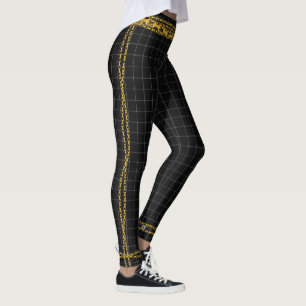 Princess Gold Chain Schwarz-weiß Grid Kariert Tart Leggings